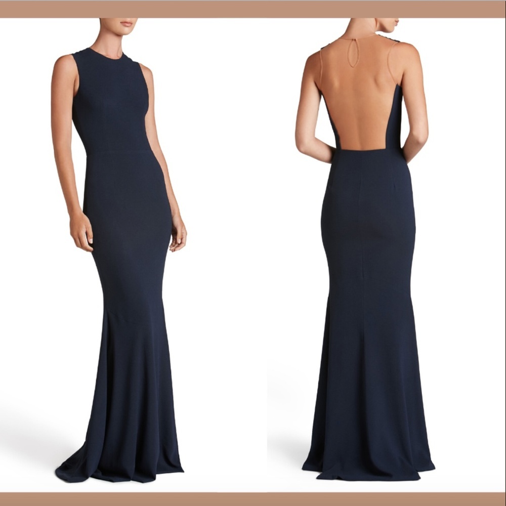 NWT $298 Dress the Population Eve Crepe Mermaid Gown Blue [ Large‎ ]